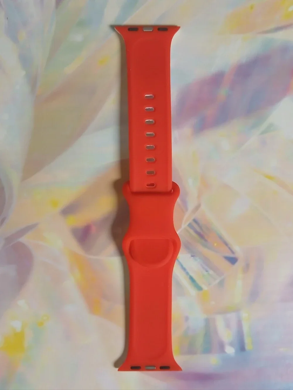 Apple White Silicone Watch Band with Red Heartbeat Design